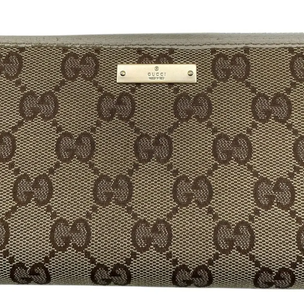 Gucci GG Canvas Zip Around Continental Wallet Monogram Beige‎ Tan Leather - Picture 2 of 10